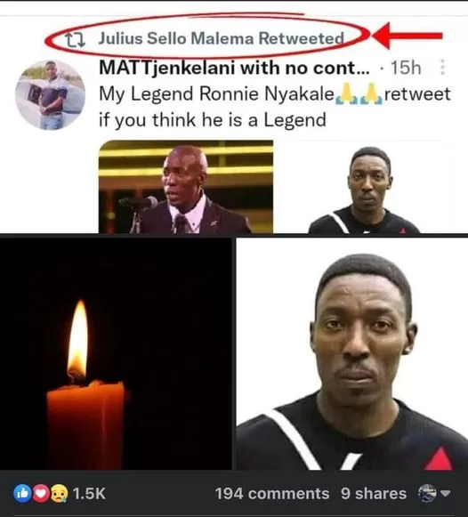 Celebrating a Living Legend: Julius Malema’s Tribute to Ronnie Nyakale on Twitter