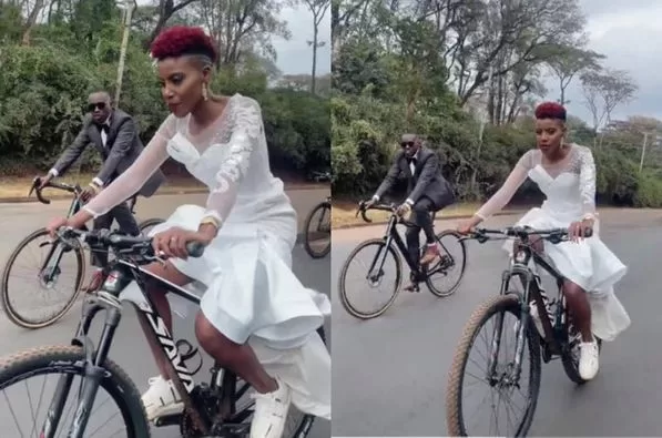 Captivating Love Story: African Lovebirds Cycle to Their Wedding Venue